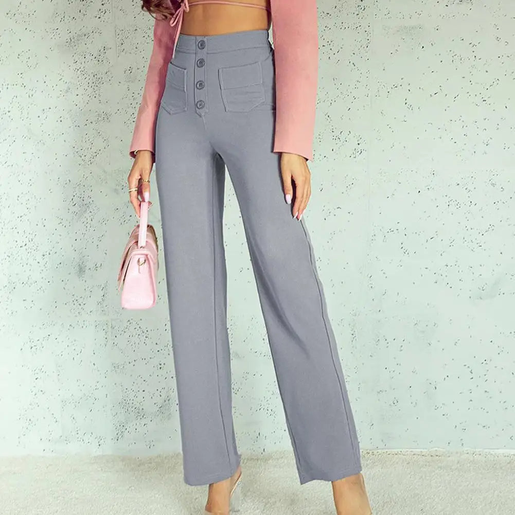 Pantalon à jambe large et taille haute pour femme