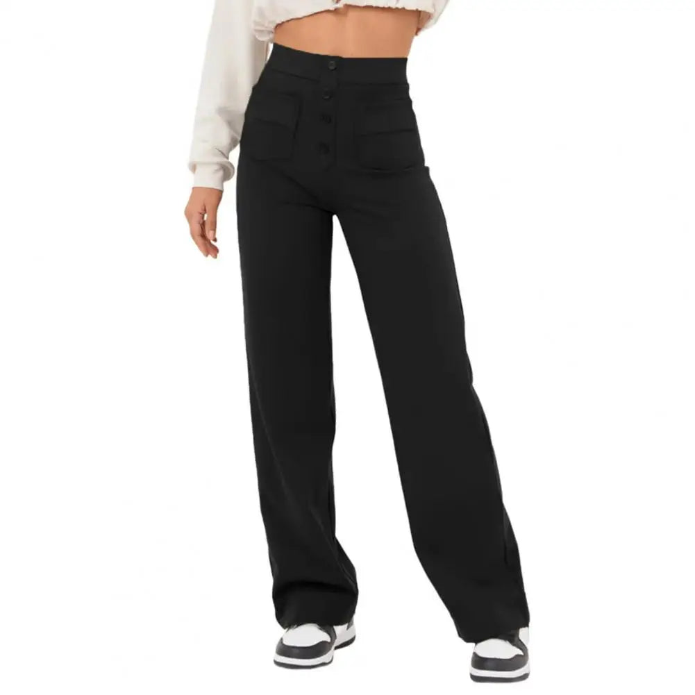 Pantalon à jambe large et taille haute pour femme