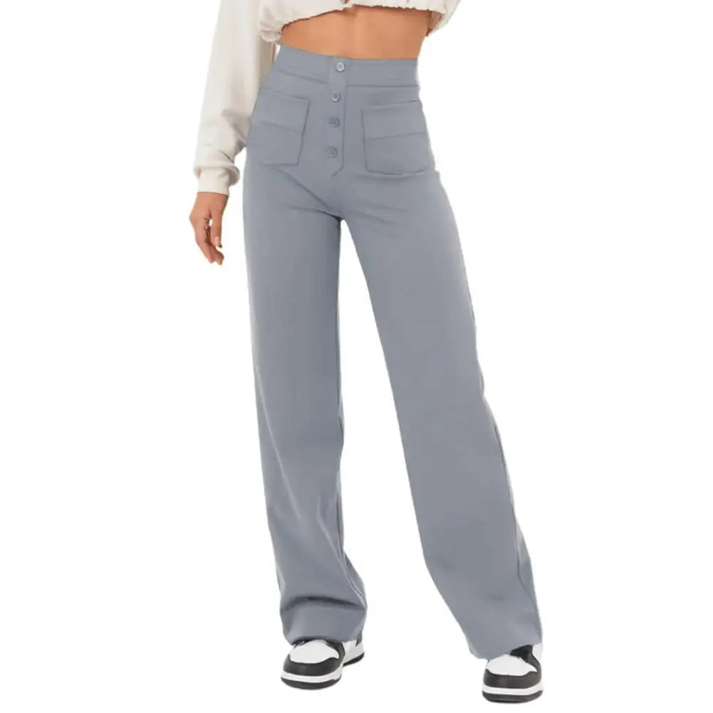 Pantalon à jambe large et taille haute pour femme