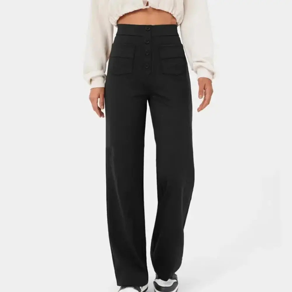 Pantalon à jambe large et taille haute pour femme