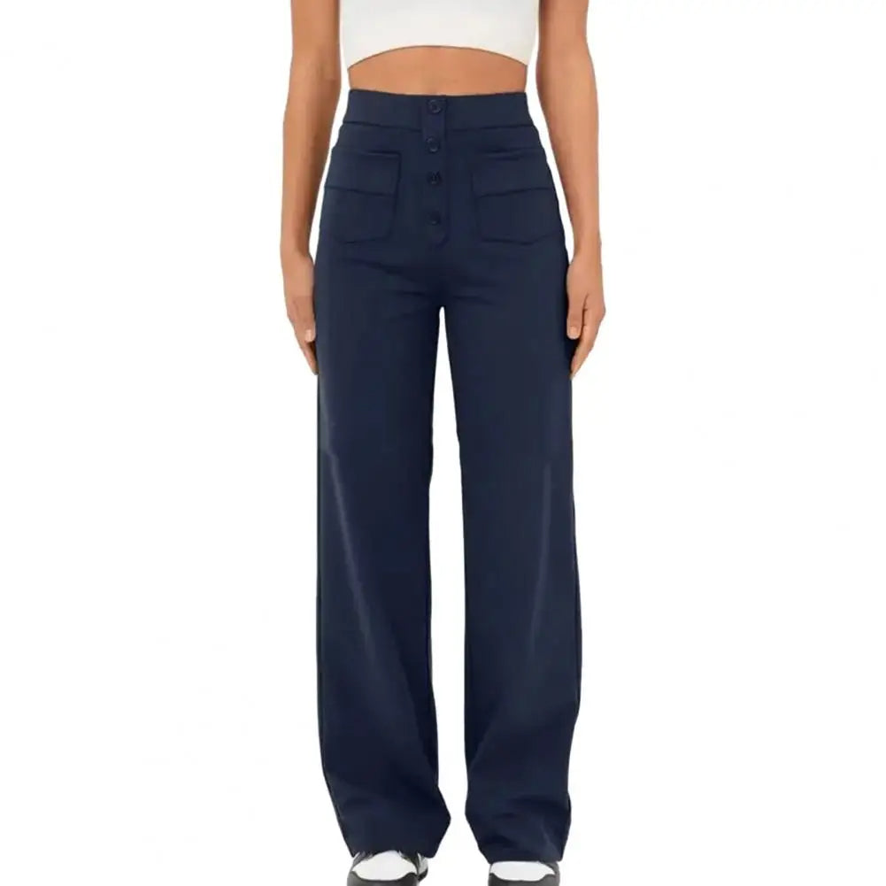 Pantalon à jambe large et taille haute pour femme