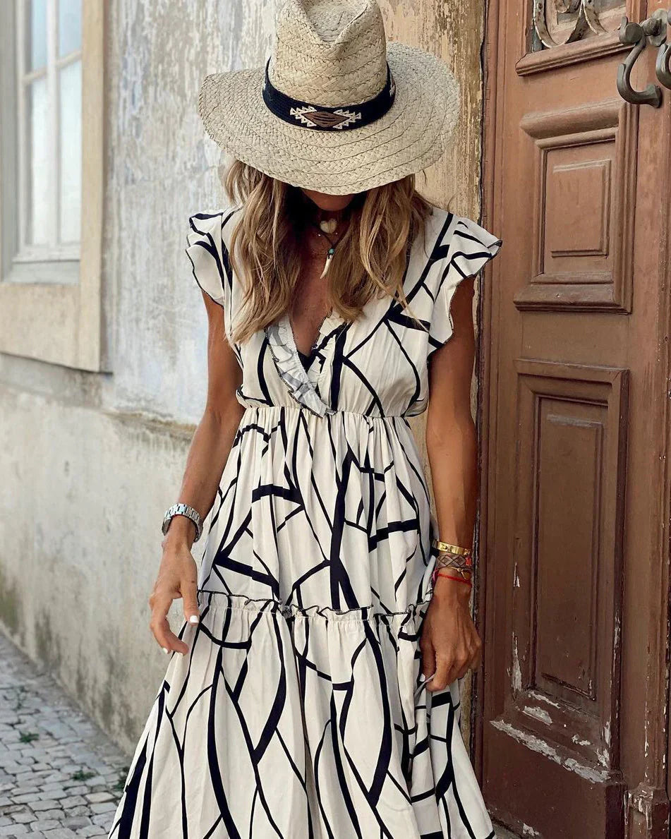 Robe Longue Femme Élégante Monochrome Légère - Luna-3