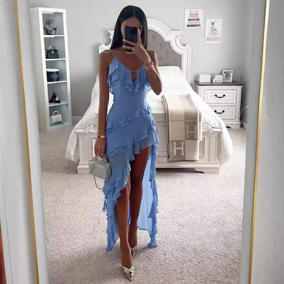 Robe dos nu sexy de couleur unie pour femmes - Christine