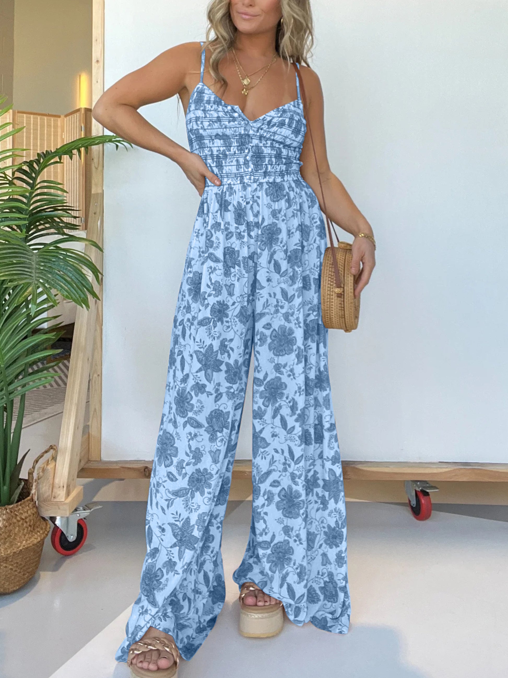 Variant image for Jumpsuit Femme Floral à Bretelles Coupe Décontractée - Clara-6