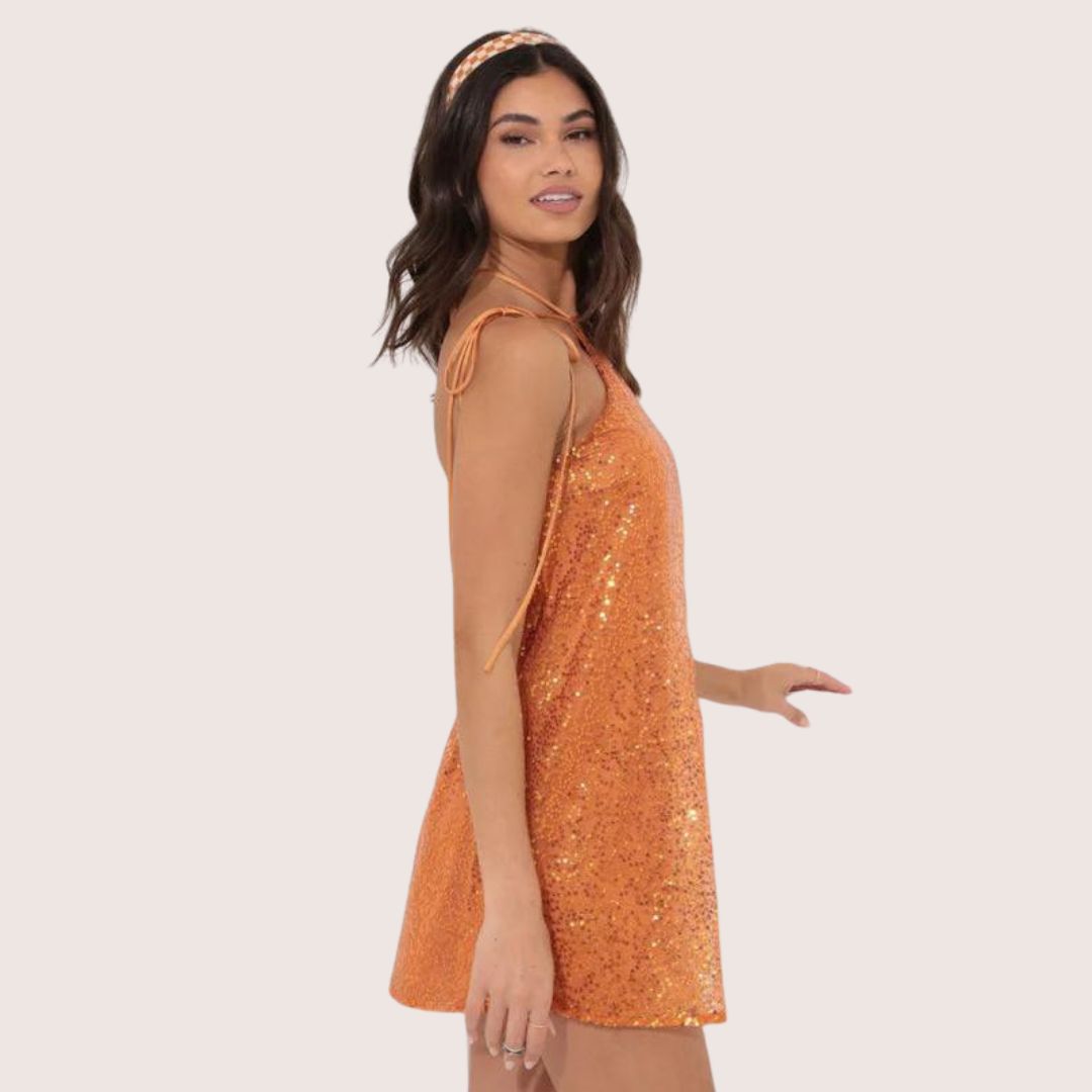 Robe Paillette Femme Mini Éblouissante Dos Nu - Aria-2
