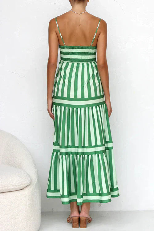 Robe Longue Femme à Rayures Colorées Bretelles Spaghetti - Lola-6