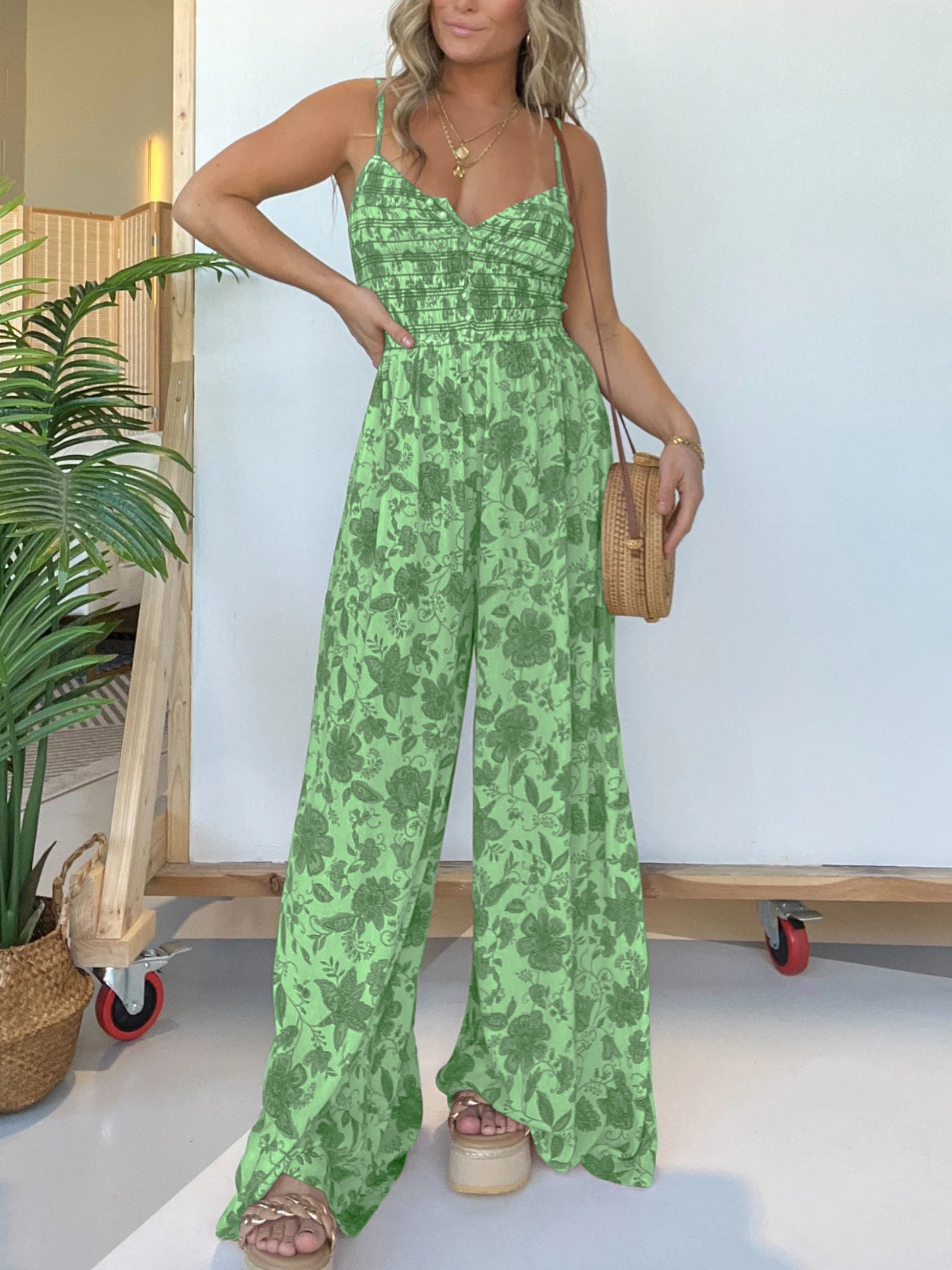 Variant image for Jumpsuit Femme Floral à Bretelles Coupe Décontractée - Clara-11