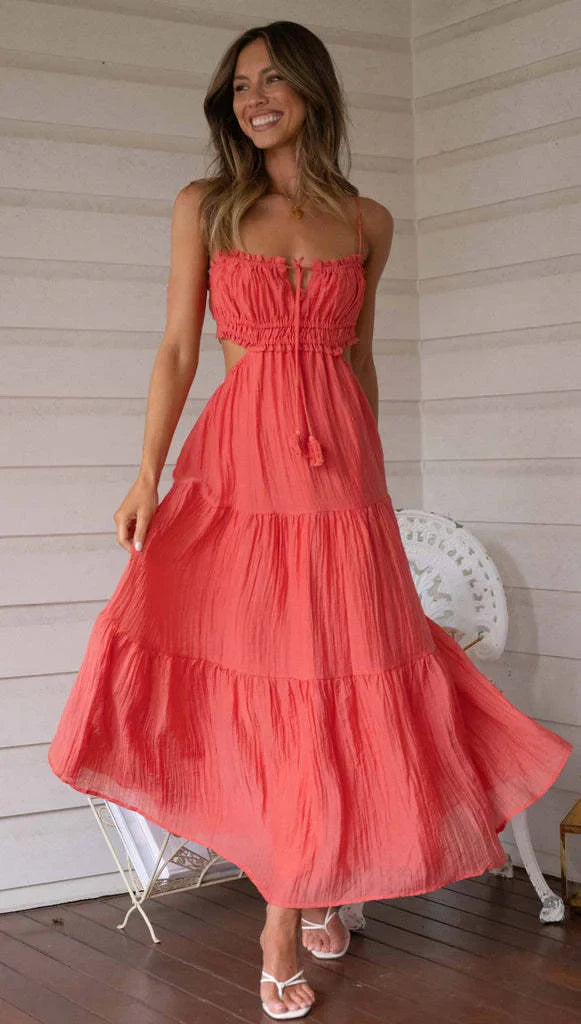 Variant image for Robe Longue Femme Élégante Sans Manches avec Volants - Clara-9