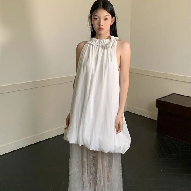 Robe de Soirée Longue Élégante en Tulle Patchwork Sans Manches - Luna-2