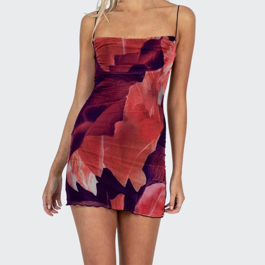 Variant image for Robe Mini Femme Motif Floral Éclatant Légère - Nina-1