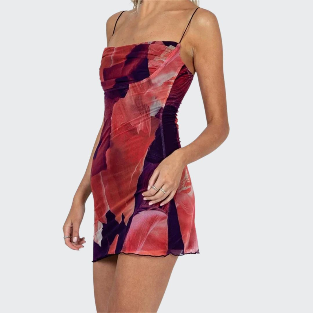 Robe Mini Femme Motif Floral Éclatant Légère - Nina-2