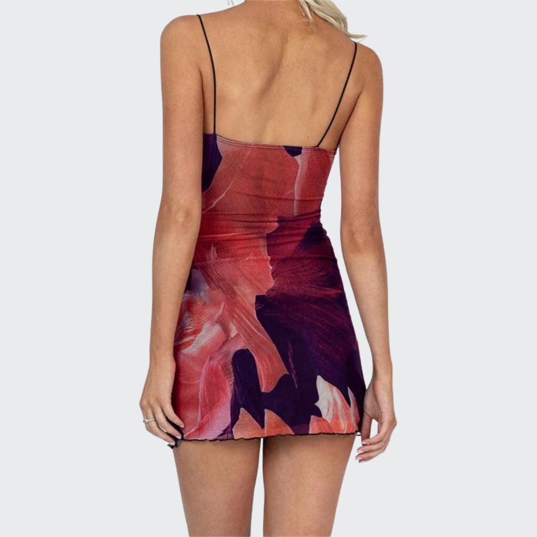 Robe Mini Femme Motif Floral Éclatant Légère - Nina-3