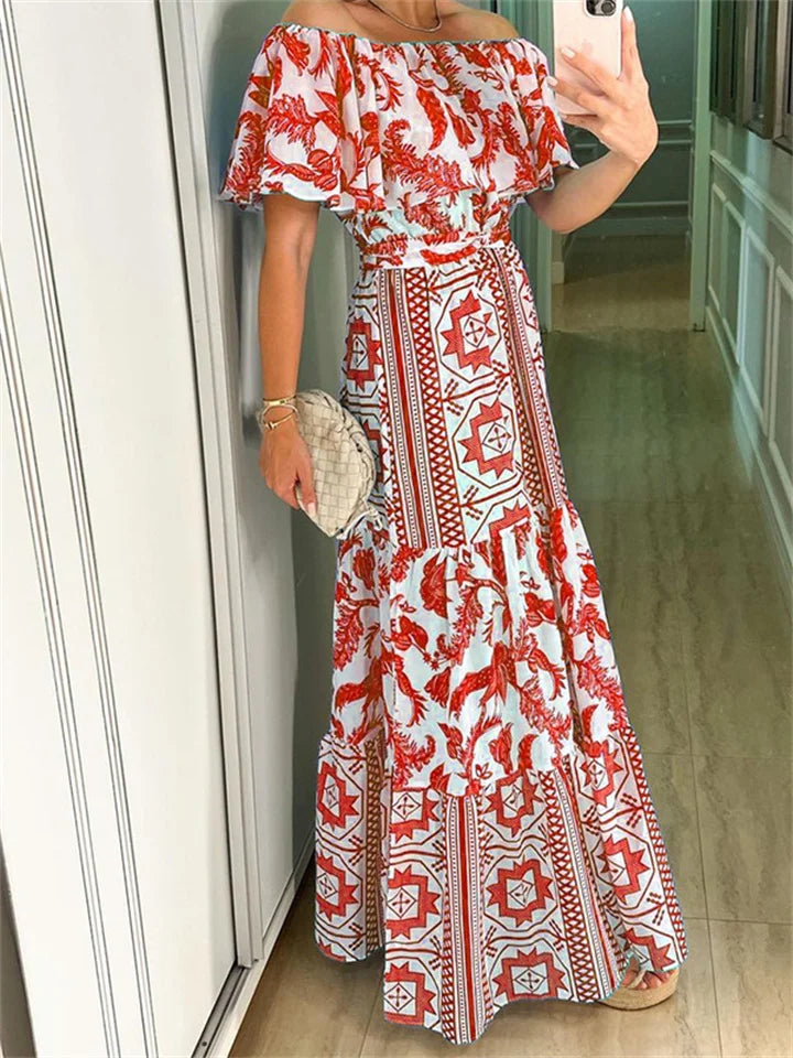 Robe Femme Imprimée Bohème Col Haut Élégante - Clara-6