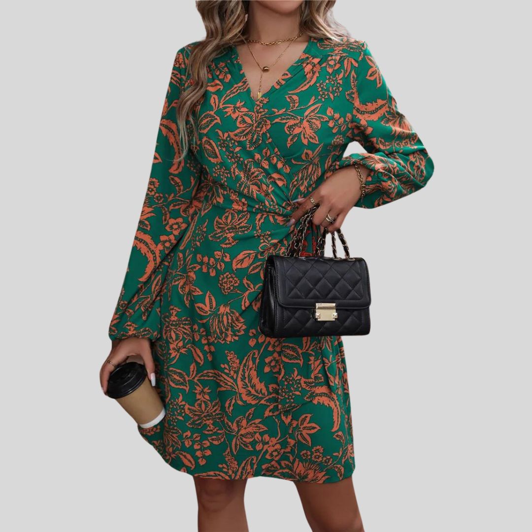 Variant image for Robe Femme Élégante Portefeuille Col V Fleurie - Seraphina-2