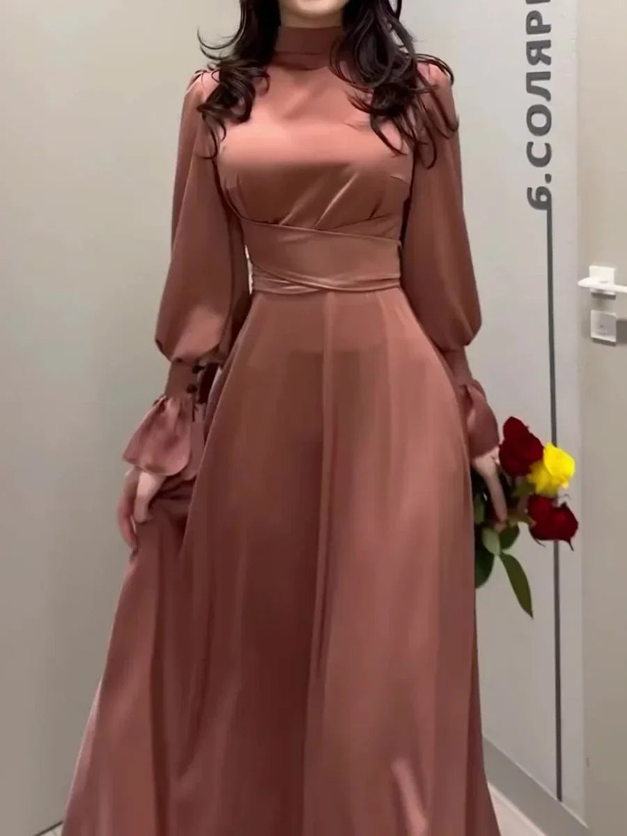 Robe Longue Femme Élégante à Manches Episcopales - Alba-3