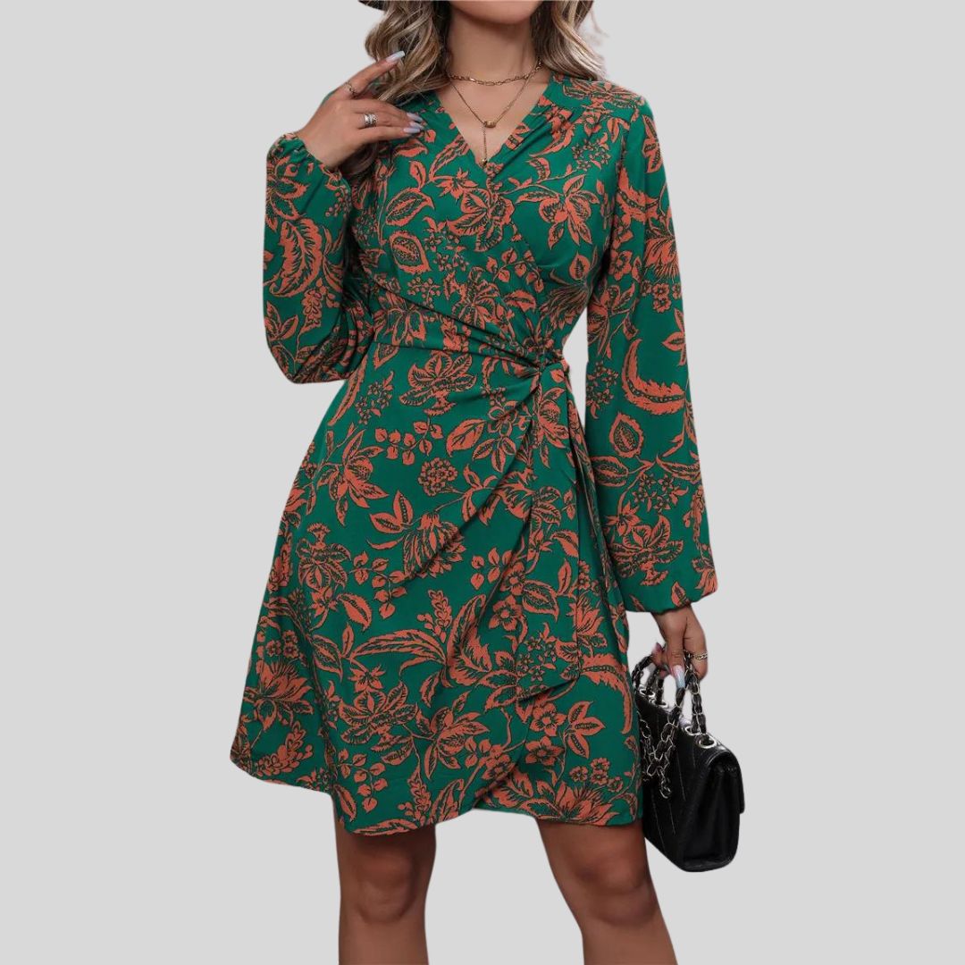 Variant image for Robe Femme Élégante Portefeuille Col V Fleurie - Seraphina-1