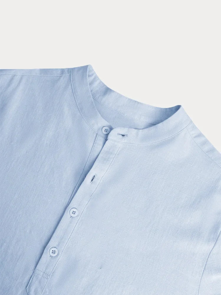 Jacob - Chemise Décontractée à Manches Longues en Lin et Coton pour Hommes