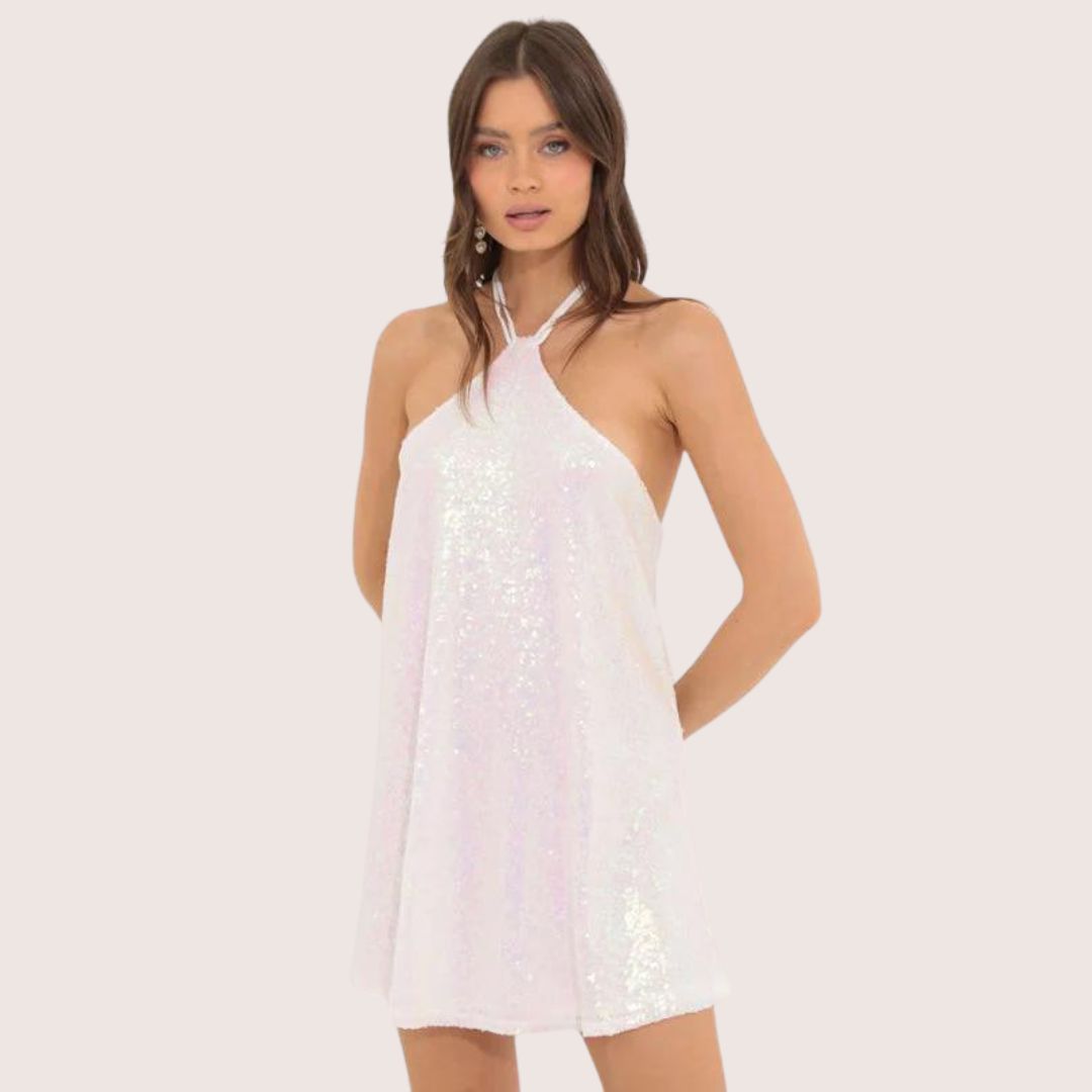 Variant image for Robe Paillette Femme Mini Éblouissante Dos Nu - Aria-11