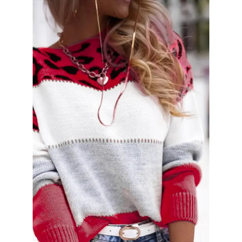 Top en maille à manches longues, imprimé et stylé