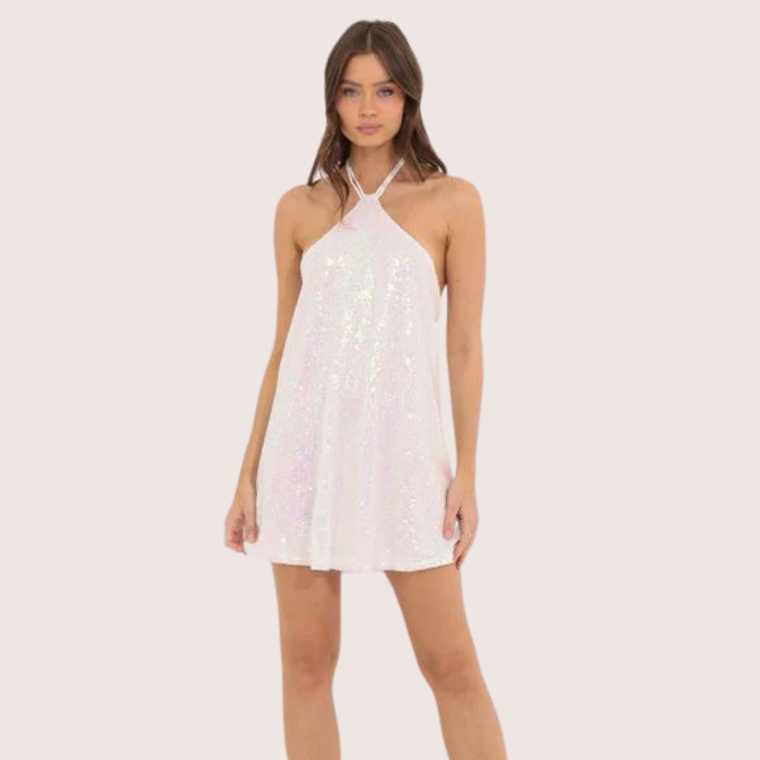 Robe Paillette Femme Mini Éblouissante Dos Nu - Aria-6