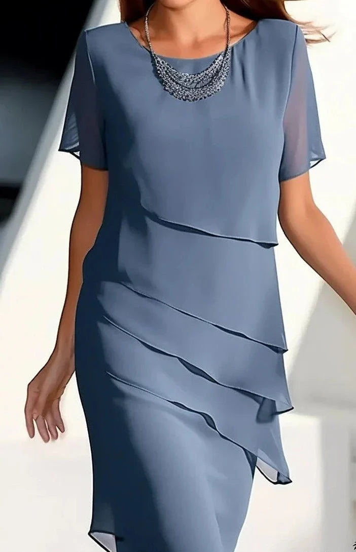 Variant image for Robe Femme Élégante en Mousseline de Soie à Manches Courtes - Clara-8
