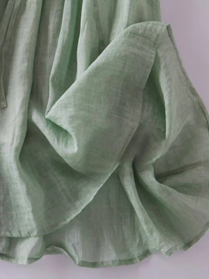 Robe Longue Femme Élégante à Volants en Coton et Lin - Alba-5
