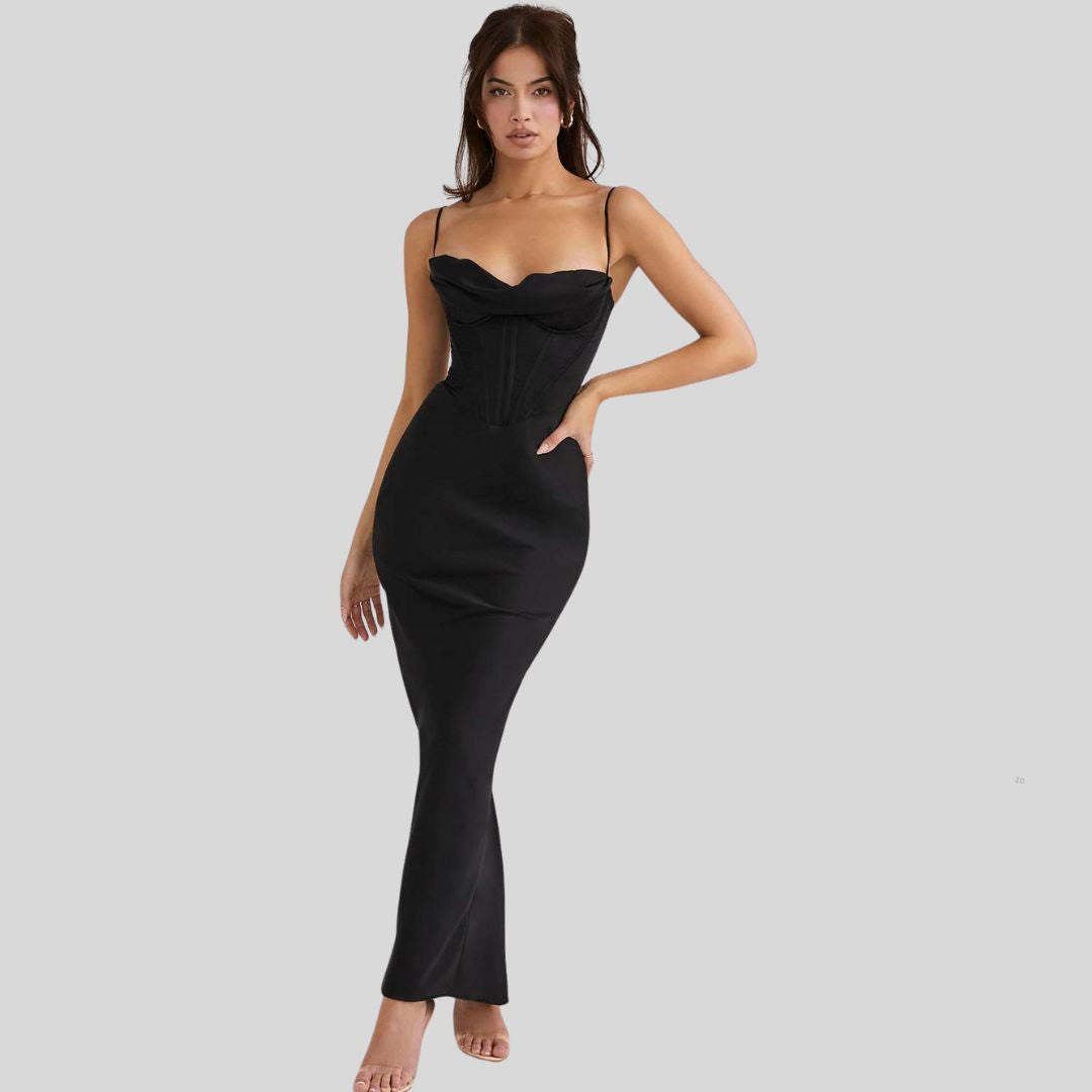 Robe de Soirée Longue Satin Décolleté en Cœur Élégante - Selena-5