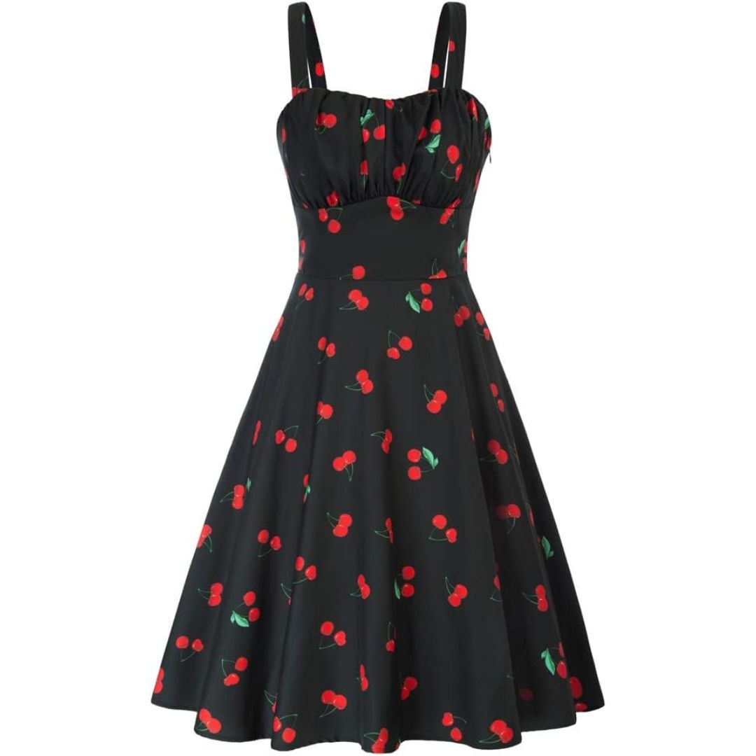 Variant image for Robe Évasée Femme Imprimé Cerises Tissu Doux - Évelyne-1