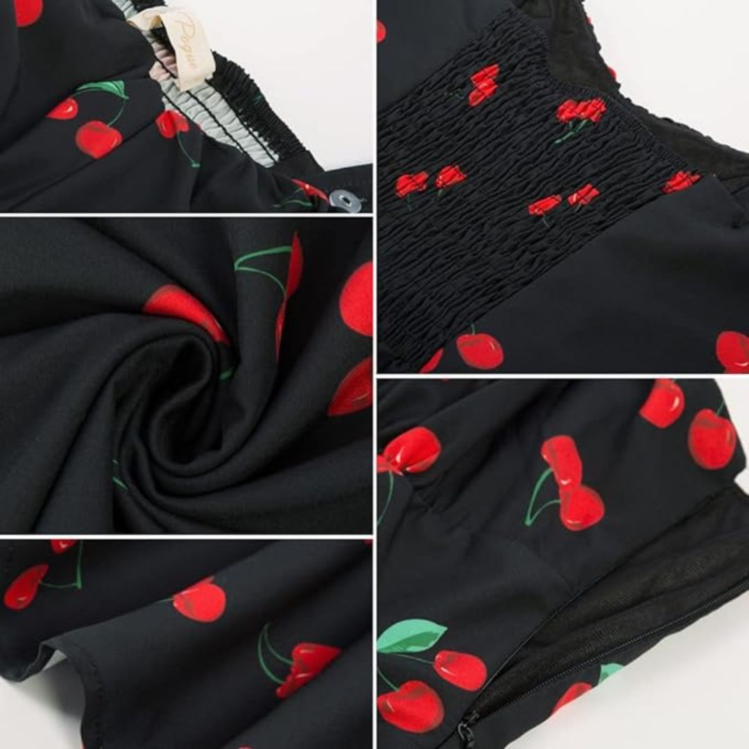 Robe Évasée Femme Imprimé Cerises Tissu Doux - Évelyne-4