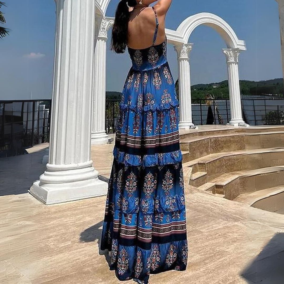 Robe d'Été Femme Imprimée à Bretelles Chic - Anouk-3