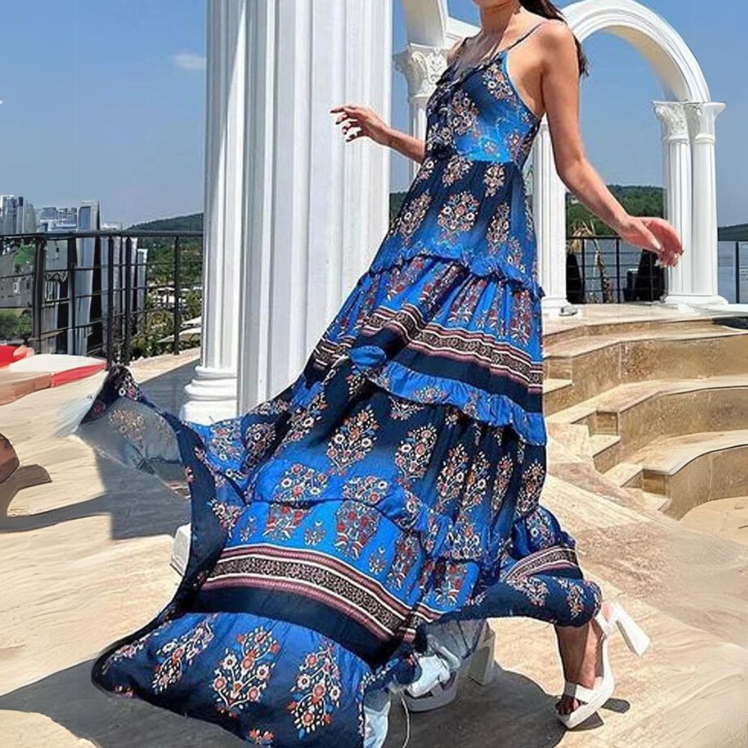 Robe d'Été Femme Imprimée à Bretelles Chic - Anouk-4