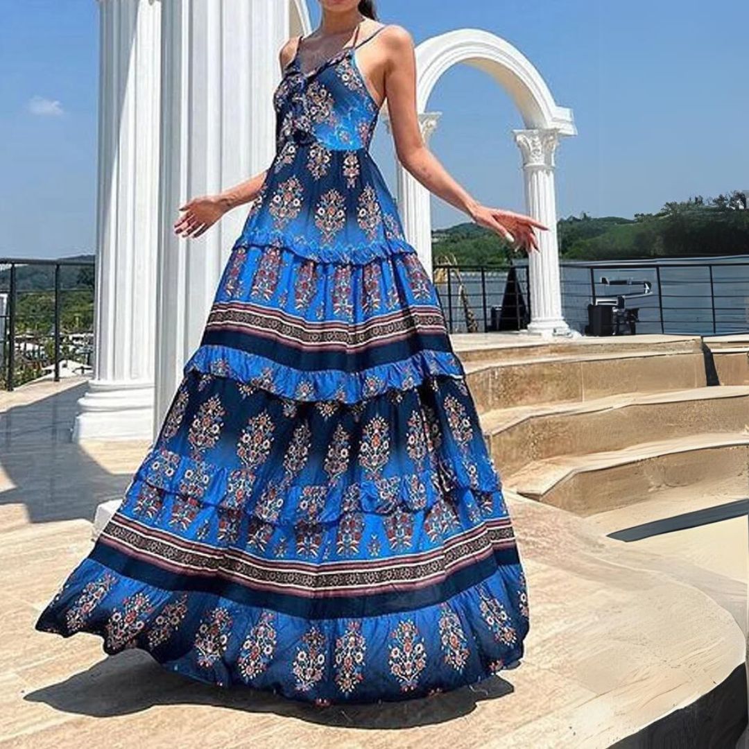 Robe d'Été Femme Imprimée à Bretelles Chic - Anouk-2