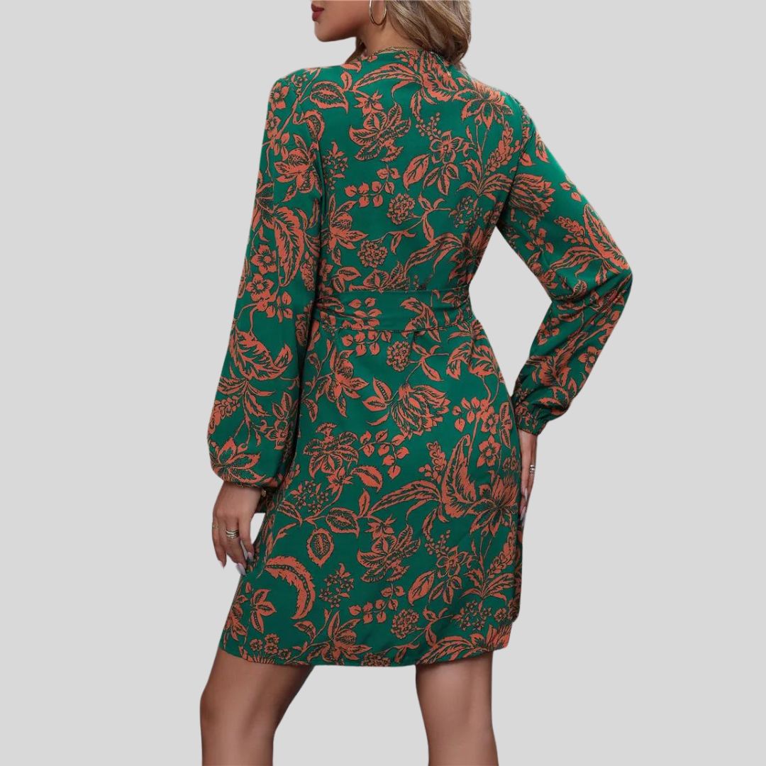 Robe Femme Élégante Portefeuille Col V Fleurie - Seraphina-4