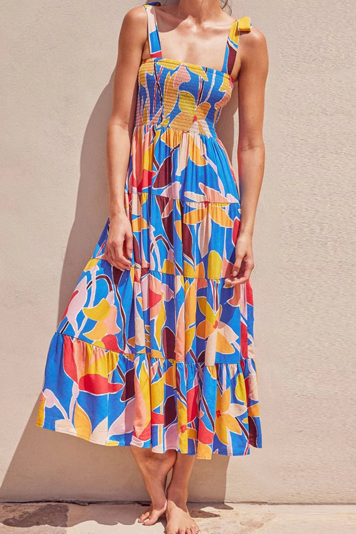 Variant image for Robe Fleurie Femme Épaules Nouées Chic - Clara-1