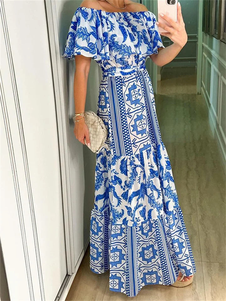 Robe Femme Imprimée Bohème Col Haut Élégante - Clara-5