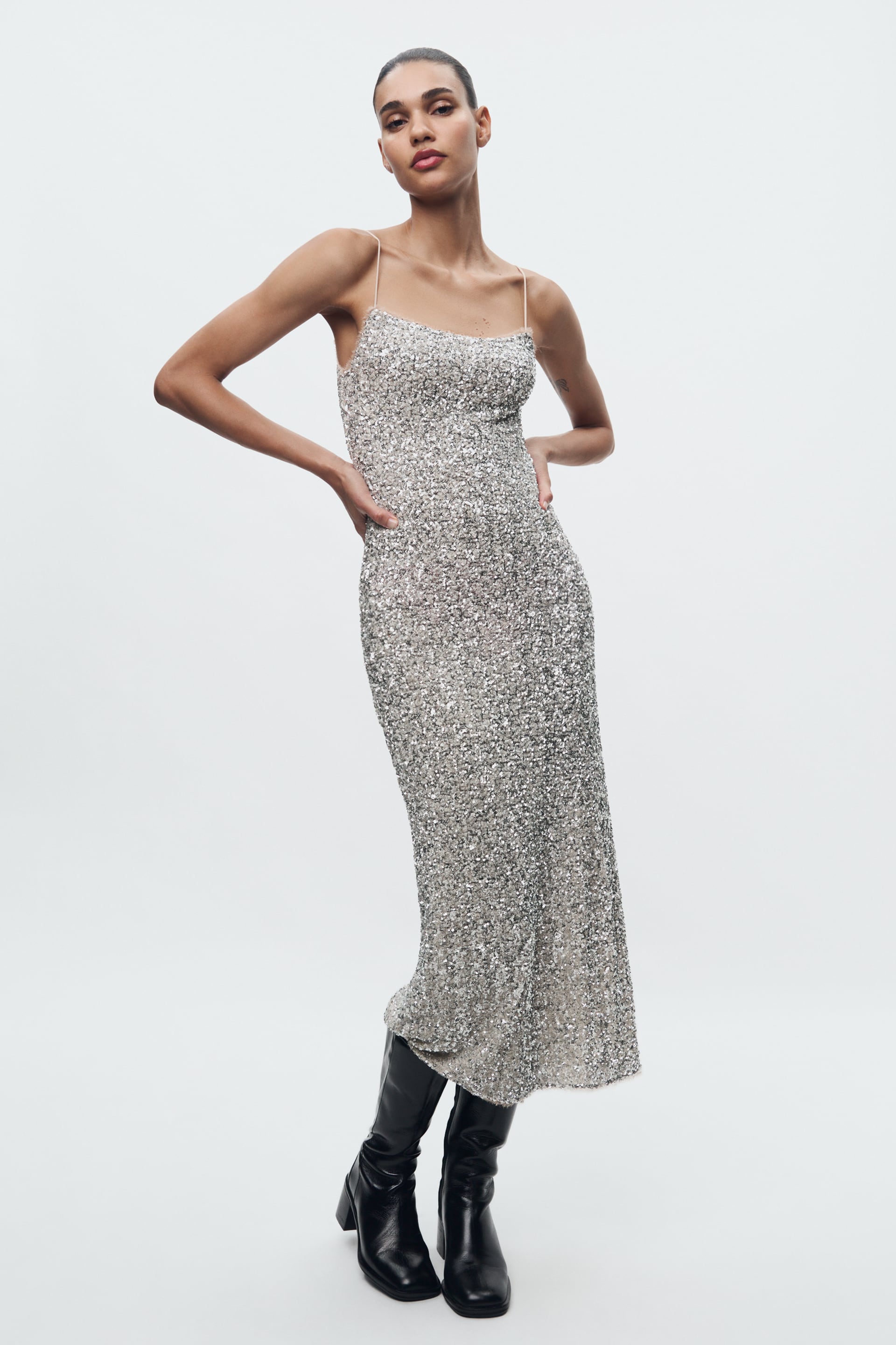 Robe Élégante Femme Sans Manches à Paillettes - Idéale pour Mariage et Soirée - Clara-1