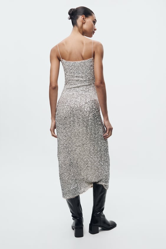 Robe Élégante Femme Sans Manches à Paillettes - Idéale pour Mariage et Soirée - Clara-3