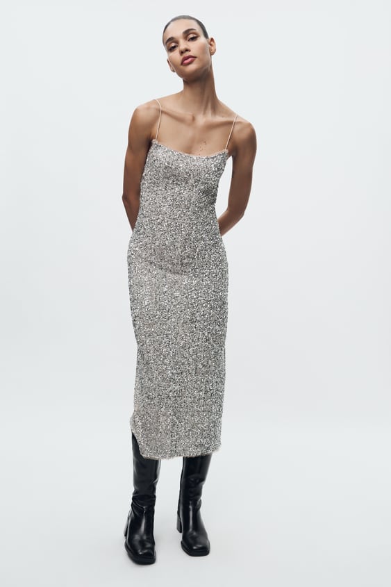 Robe Élégante Femme Sans Manches à Paillettes - Idéale pour Mariage et Soirée - Clara-2