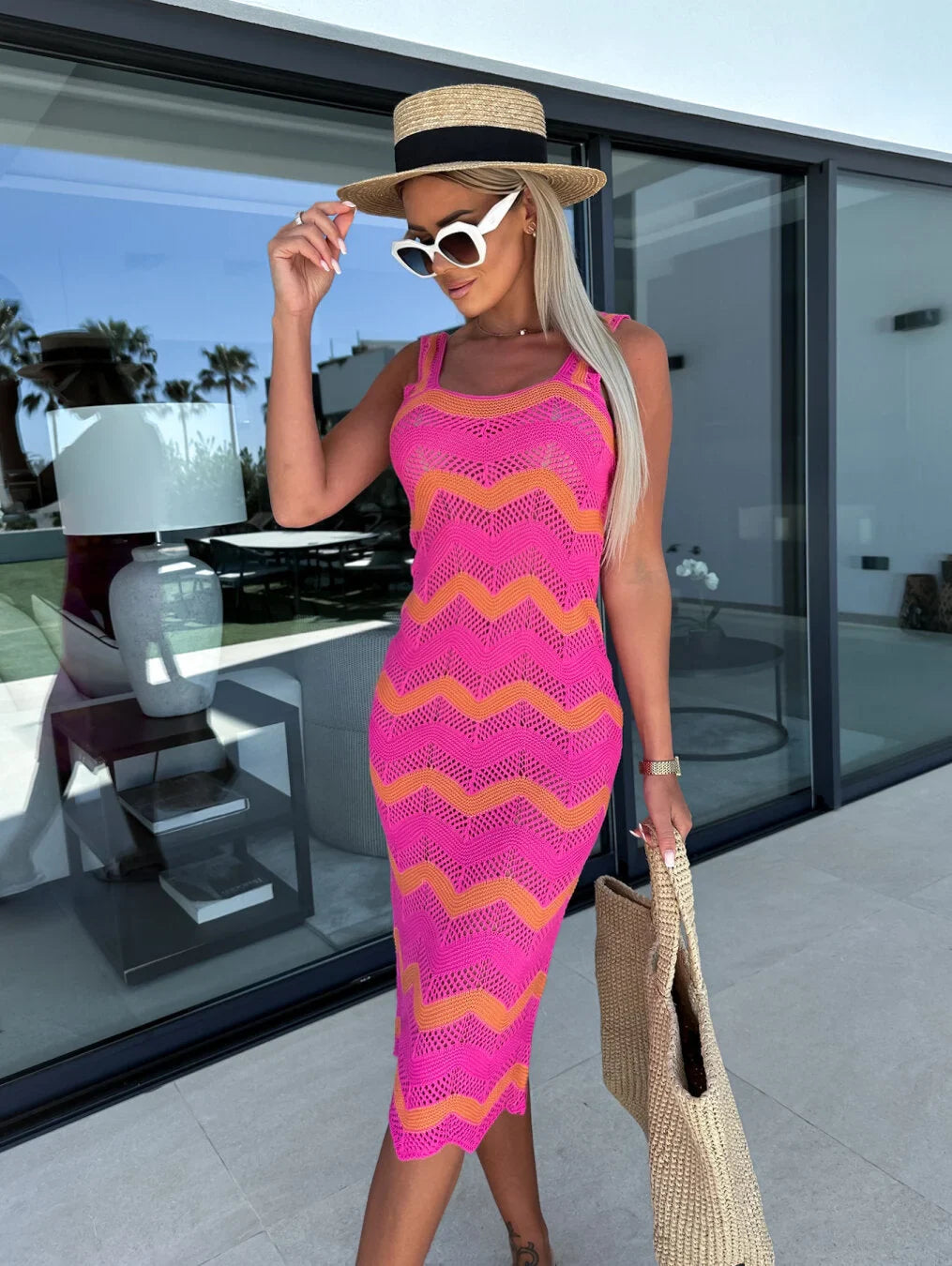 Variant image for Robe de Plage Femme Légère en Coton et Lin Décolleté en V - Carolina-1