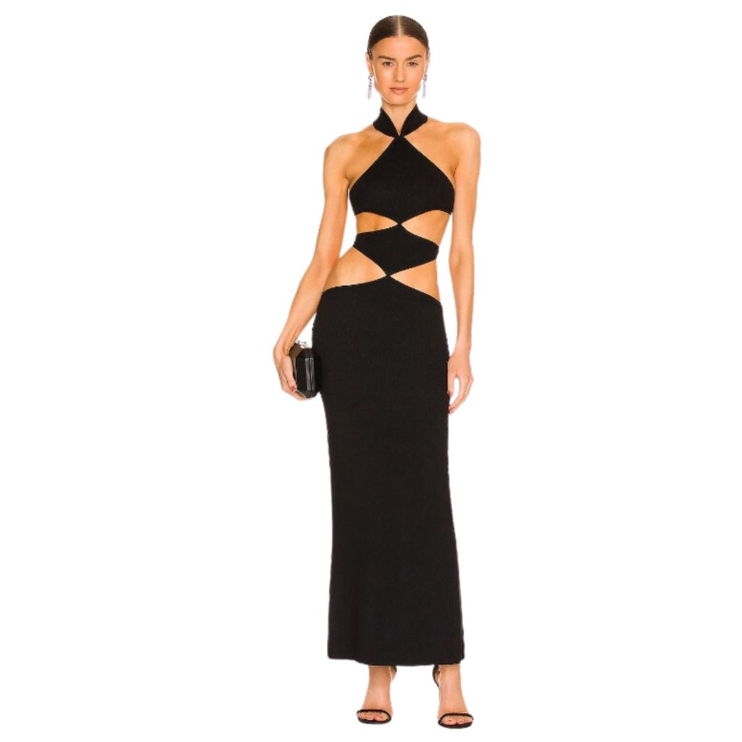 Variant image for Robe Longue Femme Élégante à Découpes et Fente - Naomi-1