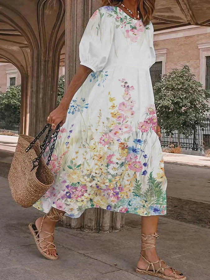 Robe Femme Longue Imprimé Floral Élégante - Alba-2