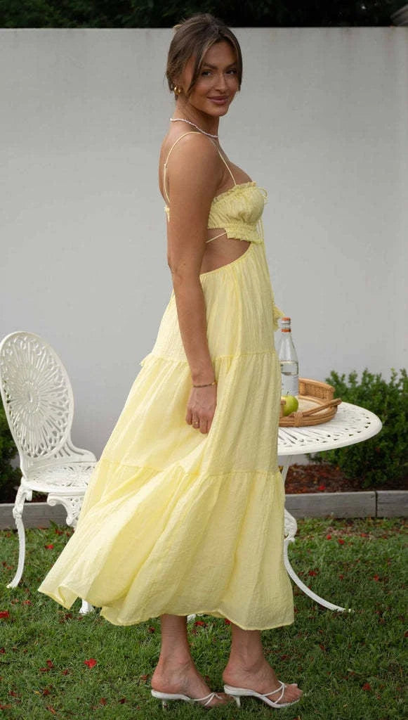 Robe Longue Femme Élégante Sans Manches avec Volants - Clara-2