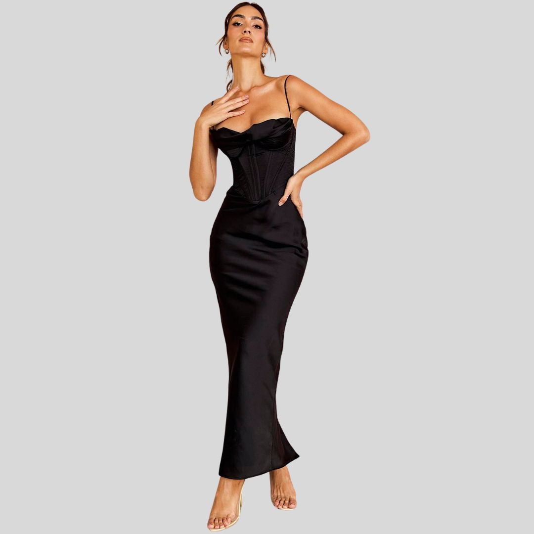 Robe de Soirée Longue Satin Décolleté en Cœur Élégante - Selena-6