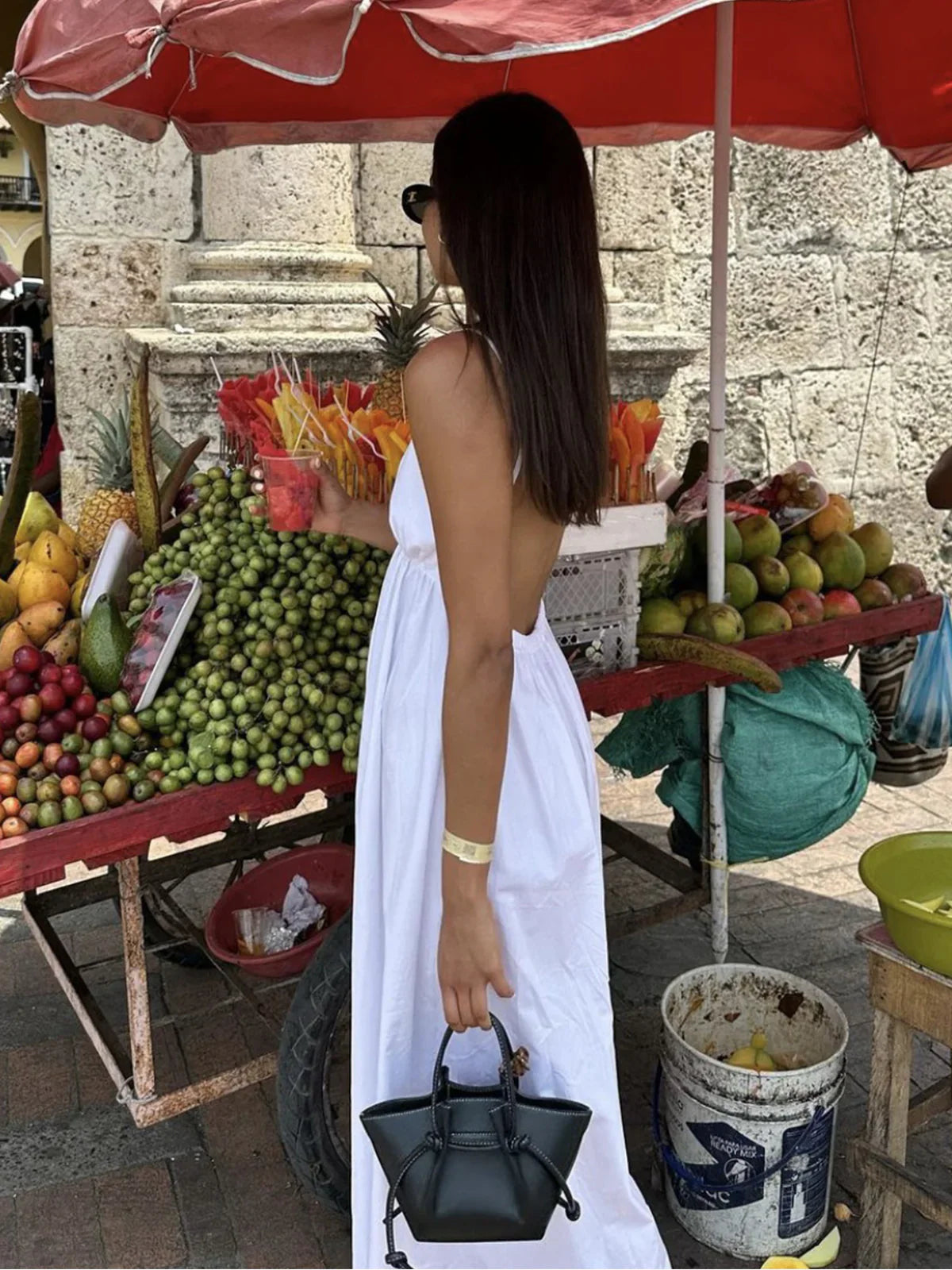 Robe Longue Femme Dos Ouvert Bohème Été - Lisa-3