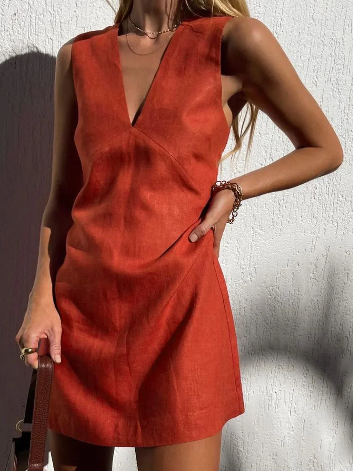 Robe Femme Courte Chic Col en V Élégante - Lidia-1