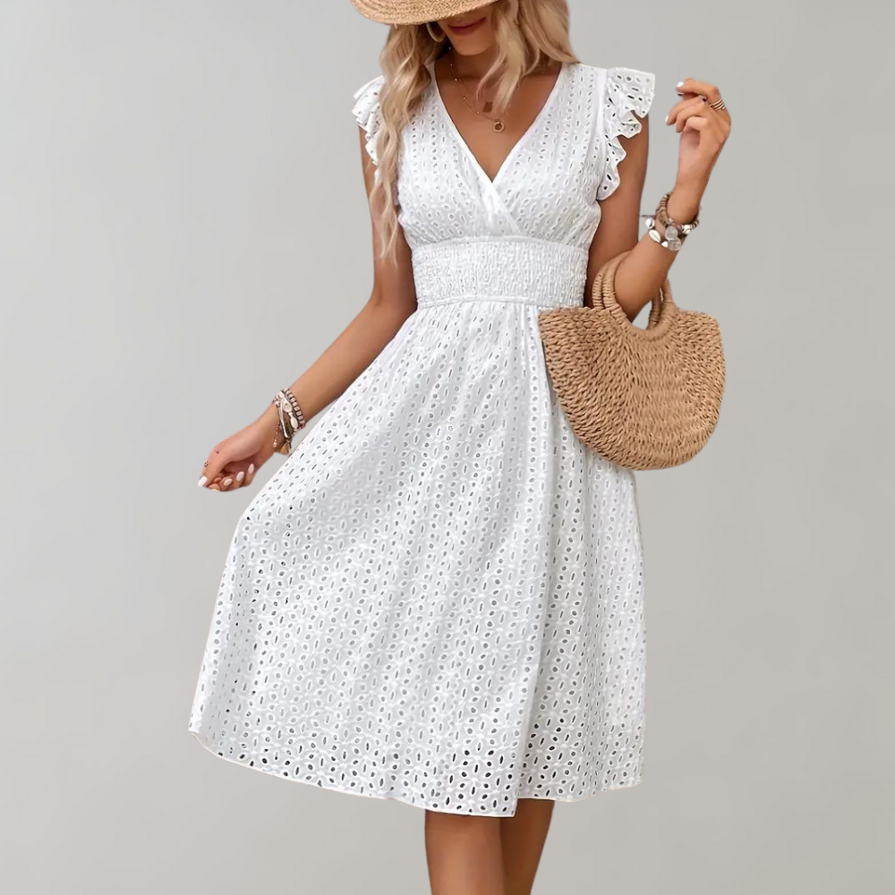 Robe d'Été Femme Élégante à Manches Volantées - Clara-2