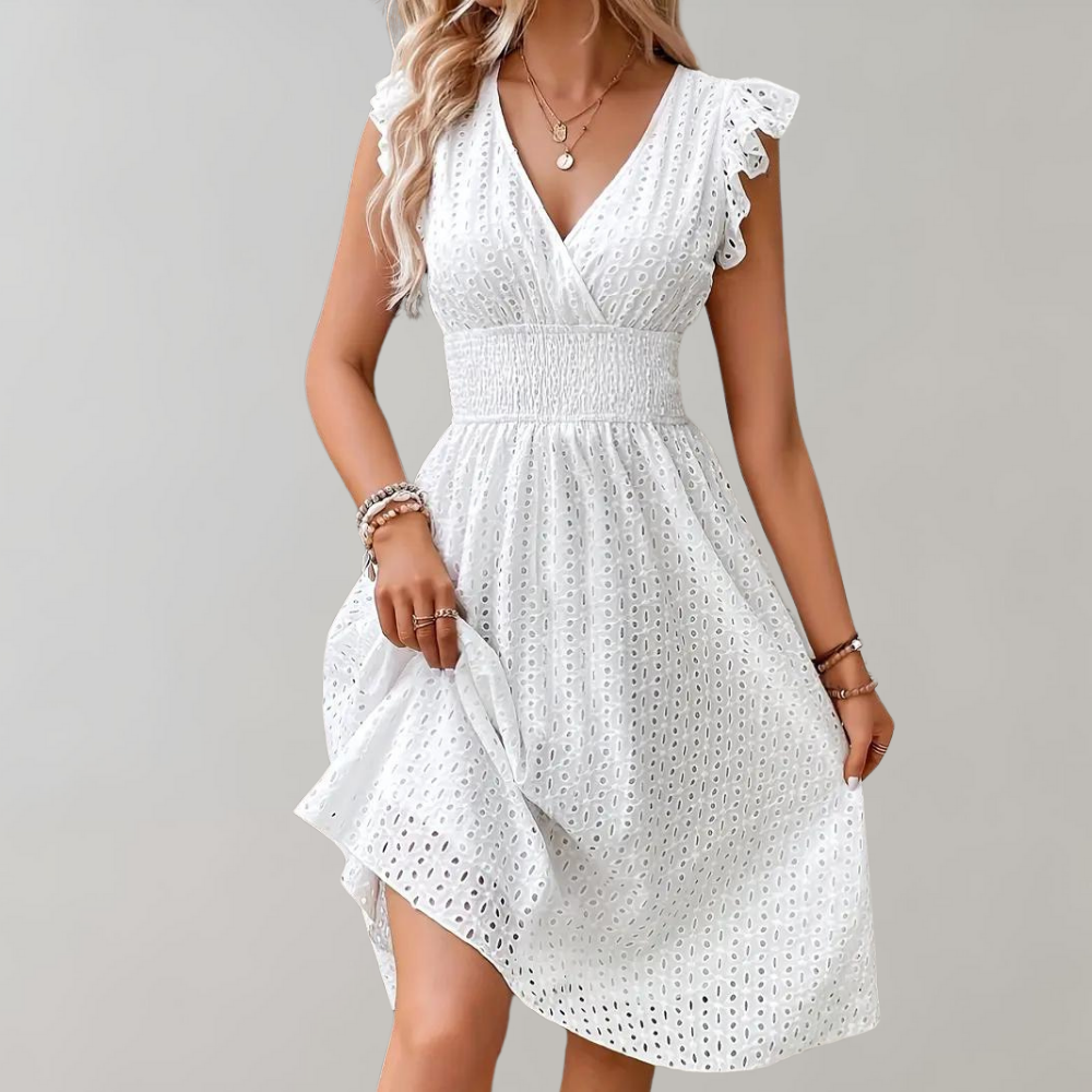 Robe d'Été Femme Élégante à Manches Volantées - Clara-3