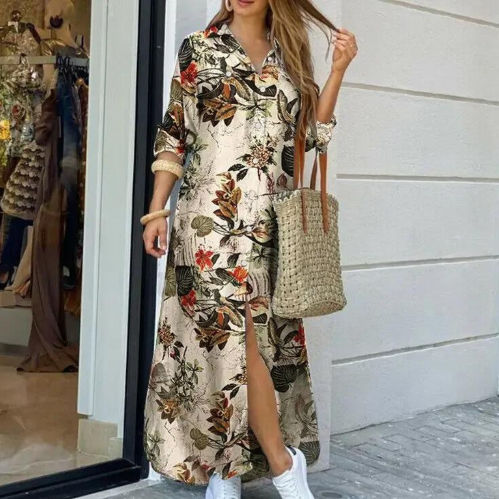 Variant image for Robe Femme Longue à Fleurs Décontractée avec Poches - Floriana-6
