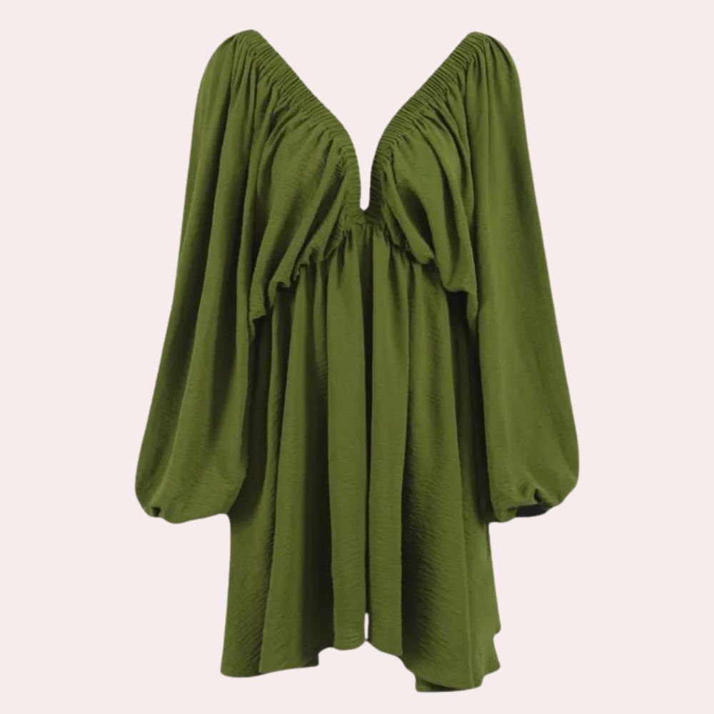 Variant image for Robe Grande Taille Femme Élégante avec Manches Bouffantes - Liora-1