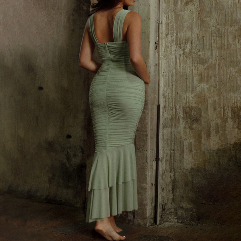 Robe Longue Moulante Élégante avec Ourlet en Queue de Poisson - Femme - Aleksandra-2